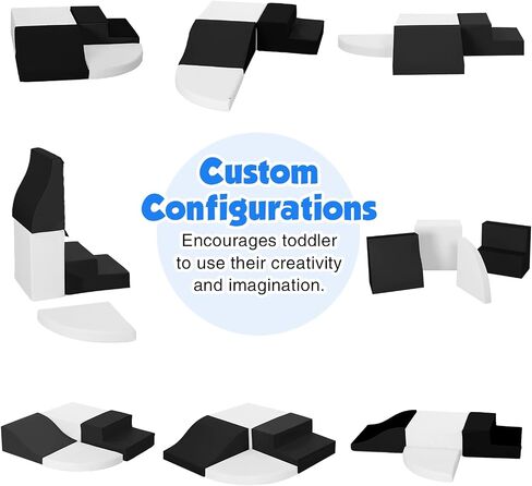 4-Piece Soft PU Leather Toddlers Climbing Toys, Baby Foam Climbing Blocks for Toddlers 3, Indoor Climb and Crawl Activity Play Set, Foam Play Gym Climbing Structures (Black and White) in Saudi Arabia