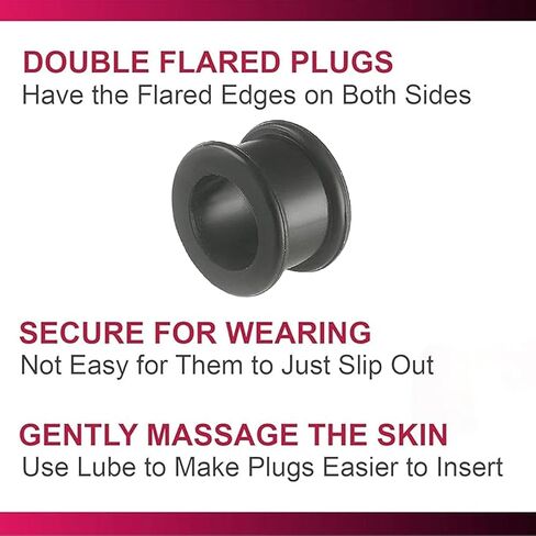 Black Implant grade sili Double Flare Tunnel Plug SI01 Ear Stretching Stretcher Piercing 2Pcs in Saudi Arabia