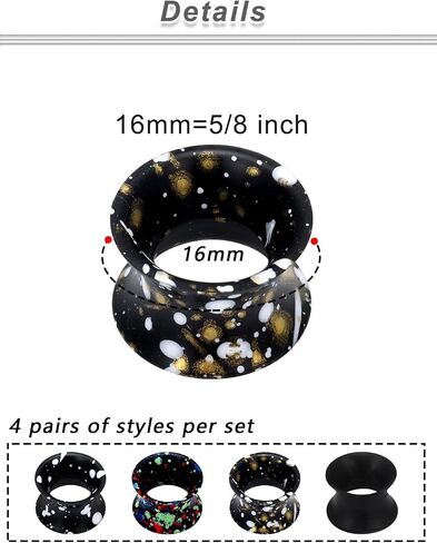 Yaalozei 6G 4G 2G 0G 00G 12mm 14mm 16mm 18mm 20mm Ultra Thin Silicone Gauges Plugs Tunnels Earrings Flexible Flesh Tunnel Expander Stretching Gauge Earlets Plug Set Black Gauges in Saudi Arabia