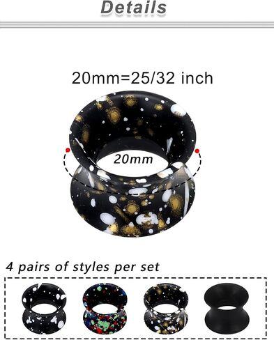 Yaalozei 6G 4G 2G 0G 00G 12mm 14mm 16mm 18mm 20mm Ultra Thin Silicone Gauges Plugs Tunnels Earrings Flexible Flesh Tunnel Expander Stretching Gauge Earlets Plug Set Black Gauges in Saudi Arabia