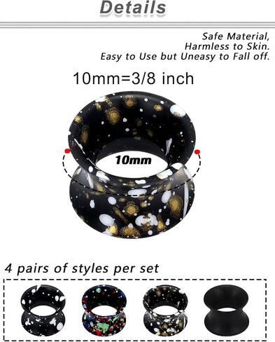 Yaalozei 6G 4G 2G 0G 00G 12mm 14mm 16mm 18mm 20mm Ultra Thin Silicone Gauges Plugs Tunnels Earrings Flexible Flesh Tunnel Expander Stretching Gauge Earlets Plug Set Black Gauges in Saudi Arabia