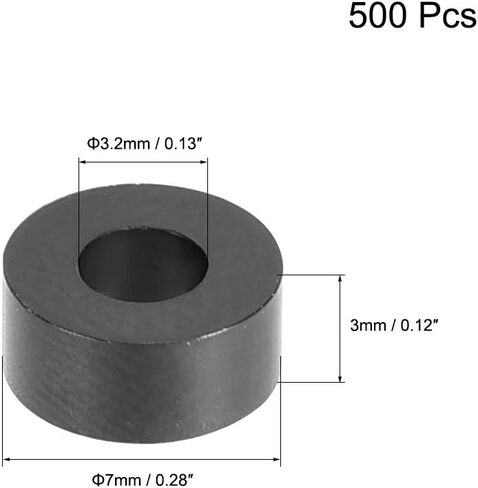 uxcell ABS غسالة فاصل مستديرة 3.2 مم معرف 7 مم OD 3 مم طول لـ M3 مسامير كتلة سوداء 500 قطعة، للطابعة ثلاثية الأبعاد تلفزيون جدار جبل منفذ Pegboard دراجة نارية in Kuwait
