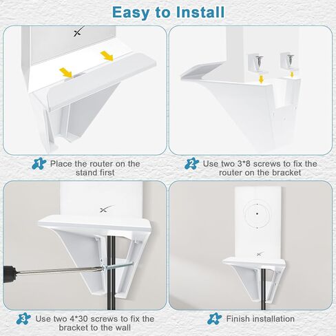 welltop StarLink Mount, Starlink Internet Kit Satellite Brackets ABS Router Holder Protection with Screw Mounting Kit, Starlink Wall Mount Shelf Stand Holder for StarLink Mesh Router V2 Mesh Router in Kuwait