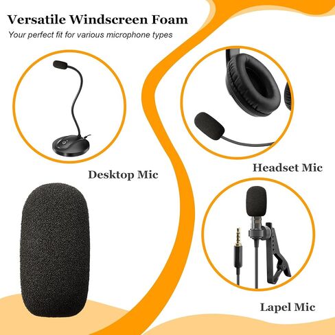 10-Pack Mini Foam Windscreens for Headset and Lapel Mics – Enhances Audio Quality, Protects from Wind Interference, Reusable and Washable in Saudi Arabia