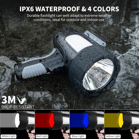 MIXILIN مصباح كشاف قابل لإعادة الشحن، فائق السطوع 900,000 لومن LED كشاف كشاف محمول في الهواء الطلق مع حامل ثلاثي الأرجل، مصباح كشاف كبير ومصباح كشاف للتخييم للقوارب البحرية in Kuwait