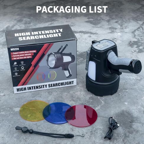 MIXILIN مصباح كشاف قابل لإعادة الشحن، فائق السطوع 900,000 لومن LED كشاف كشاف محمول في الهواء الطلق مع حامل ثلاثي الأرجل، مصباح كشاف كبير ومصباح كشاف للتخييم للقوارب البحرية in Kuwait