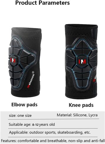 مجموعة وسادات الركبة للشباب وسادات الكوع للتزلج على الجليد وركوب الدراجات والسكوتر والرياضات الخارجية باللون الأحمر (مجموعة من أربعة) in Kuwait