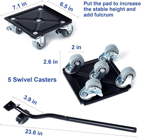 Furniture Moving Tool, Furniture Dolly 5 Wheels, Heavy Duty Furniture Movers Furniture Lifter Moving Dolly, 3300 LBS Max. Load, 5 Wheels Roller Dolly for Refrigerator, Sofa, Cabinet in Kuwait