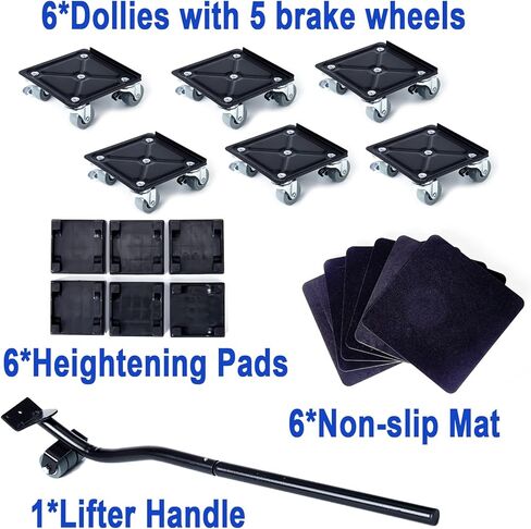 Furniture Moving Tool, Furniture Dolly 5 Wheels, Heavy Duty Furniture Movers Furniture Lifter Moving Dolly, 3300 LBS Max. Load, 5 Wheels Roller Dolly for Refrigerator, Sofa, Cabinet in Kuwait