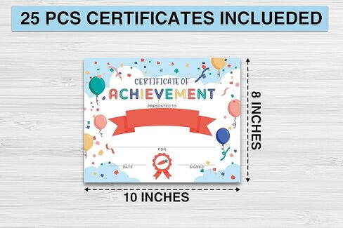 Colorful Certificate of Achievement, Preschool Kindergarten Diploma Certificates for Kids, Graduation Certificates of Completion Award, Student of The Month Certificates for Students (25 Pcs)- 01 in Saudi Arabia