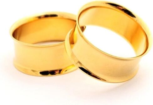 أنفاق مزدوجة مضيئة من الفولاذ الذهبي - 1/2 بوصة - 12 ملم - تباع كزوج in Kuwait