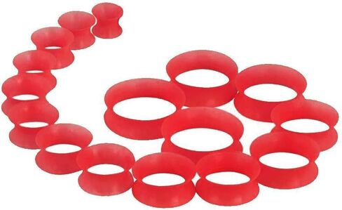 Pair 1/2" (12MM) RED SILICONE EARSKIN TUNNELS Double Flare Gauges Super Ultra Thin Soft Flexible Flesh Plugs (2pcs) in Saudi Arabia