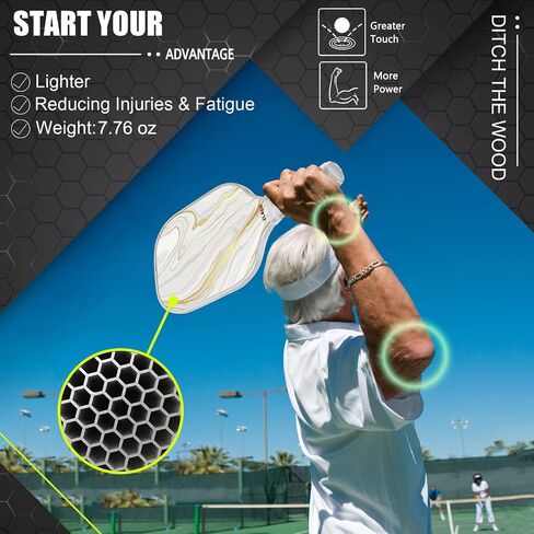 Composite Pickleball Paddle with Cover for Women, Graphite Carbon Fiber Polypropylene Honeycomb Core Pickleball Racquet Gift for Mother Wife Grandmother Girlfriend in Saudi Arabia