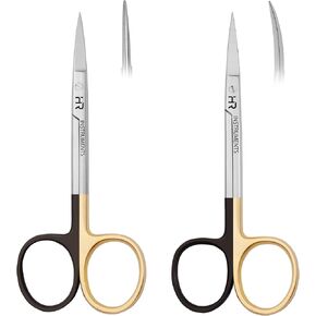 Iris Micro Dissecting Precision Lab Scissors, Fine Point Straight - Perfect for Doctors, Nurses, EMS, Students, Education & Training supercut serrated straight and curved(Pack of 2) in Kuwait