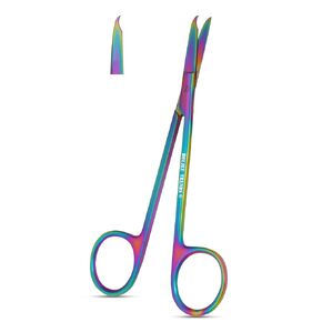 مقص خياطة الغرز مع طلاء تيتانيوم متعدد الألوان/قوس قزح - أداة عالية الجودة - خطاف دقيق - مثالي لإزالة الغرز والإسعافات الأولية وتدريب EMS والمزيد (13 سم) in Kuwait