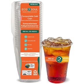 ECO SOUL 50 عبوة من أكواب الحفلات القابلة للتحلل 16 أونصة كوب بارد شفاف للاستعمال مرة واحدة للنبيذ والقهوة والعصائر ومشروبات الصودا | حفلات الكوكتيل وأعياد الميلاد | زجاج بلاستيكي غير سام وخالي من مادة BPA in Kuwait