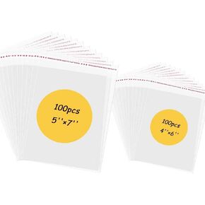 200 قطعة من أكياس البسكويت، أكياس سيلوفان شفافة ذاتية الغلق مقاس 4x6، 5x7 بوصة، لتغليف البسكويت والحلوى والهدايا والمنتجات in Kuwait