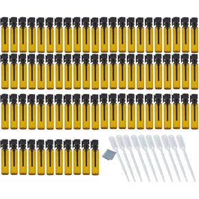 Portable 100pcs 1ml (1/4 Dram) Amber Mini Glass Bottle 1cc Vial For Essential Oil Perfume DIY Liquid Sample Bottle Travel Makeup Party With 10pcs 0.5ml Pipette Tool in Kuwait