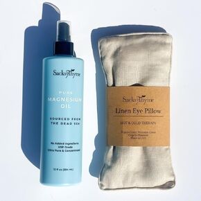 حزمة النوم والاسترخاء - وسادة العين من الكتان + رذاذ زيت المغنيسيوم - مجموعة العناية الذاتية المهدئة للروتين الليلي، ودعم الإجهاد والاسترخاء التام للجسم in Kuwait