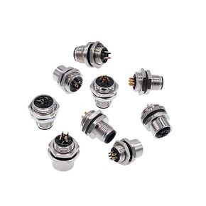 M12 3pin 4pin 5 8Pin Sensor Connector Panel Back Mount Flange Socket Threaded Coupling Male&Female A Code Connectors 1Pcs(M12 Female 5pin) in Saudi Arabia