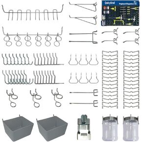 طقم خطافات معدنية بيجبورد 90 قطعة - مجموعة أدوات شديدة التحمل لتنظيم المرآب وورش العمل، حامل شماعة حائط مع أقفال، لا حاجة لأي أدوات، ملحقات التخزين in Kuwait