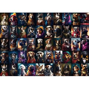 Portrait Dog Puzzle Dogs Puzzles 1000 Pieces for Adults, Animal Jigsaw Puzzles for Adults, Funny Puppy Bulldog Jigsaw Puzzle Family Collage Puzzles as Home Decor in Kuwait