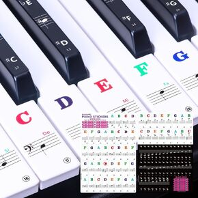 Liquid Stands Piano Note Stickers for 37-49-54-61-88 Keys – Piano Keyboard Stickers for Learning, Clear Waterproof Vinyl for Black & White Keys – No Fading, Strong Adhesive, Leaves No Residue in Kuwait