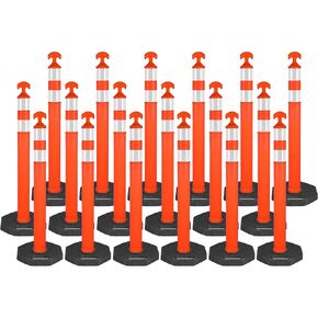 42" Traffic Delineator Posts,6 Pack Orange Safety Cones with Reflective Collars and Weighted Base for Road Safety, Parking Lots in Kuwait