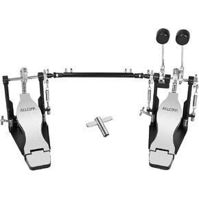 Double Bass Drum Pedal, Double Kick Pedals for Acoustic Electric Drum Kit, with Dual Chain Drive, Brushed Metal Footboard, Electric Plated Finish, Fit for Beginner Practice, by ALLCIFP in Kuwait