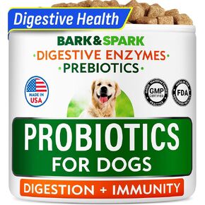 اللحاء والشرارة الطبيب البيطري قوة الكلب مضغ - الغاز ، الإسهال ، الحساسية ، الإمساك ، اضطراب في المعدة ، مع إنزيمات هضمية + اليقطين + البري بيوتيك - 120 مضغ ناعم وبط in Kuwait