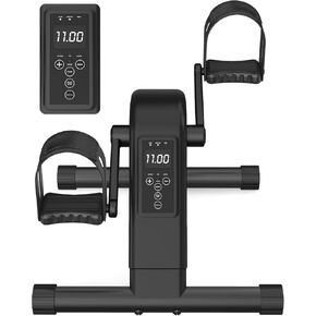 دراجة تمارين صغيرة مكونة من 12 مستوى تحت المكتب مع شاشة LCD، دواسات دراجة كهربائية هادئة ثنائية الاتجاه للمنزل لكبار السن، دراجة ثابتة تحت المكتب لتمرين العلاج الطبيعي للساق والذراع in Kuwait