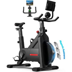 دراجة تمرين YESOUL للمنزل، دراجة ثابتة بمروحة تعمل بالطاقة الذاتية مع تأثيرات إضاءة LED ديناميكية، فصول بث مباشر احترافية، تطبيق ذكي حصري، مقاومة مغناطيسية 300 رطل، دراجة تمرين داخلية ثابتة لركوب الدراجات للمنزل in Kuwait