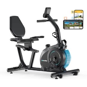 Recumbent Exercise Bike for Home with App Sync, 16-Level Magnetic Resistance, Quiet Recumbent Bike with Adjustable Seat & LCD Display for Adults and Seniors in Kuwait