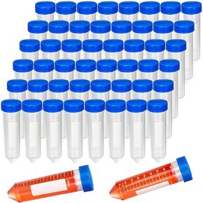 50 Pack 50 ml Conical Centrifuge Tubes Sterile Plastic Test Tubes with Screw Caps Plastic Container with Graduated and Write Marks for School Science Experiments in Kuwait