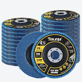 أقراص رفرف 4 1/2 لمطحنة الزوايا 24 حزمة، 40 حبيبة نوع 29 عجلة طحن زركونيا، قرص رفرف TOLESA للصفائح المعدنية والحديد الزهر والصنفرة المصنوعة من الفولاذ المقاوم للصدأ in Kuwait