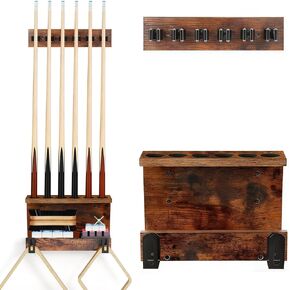 حامل عصا حمام السباحة، حامل عصا البلياردو، ملحقات حامل عصا البلياردو، حامل عصا حامل لـ 6 أعواد تخزين، منظم معدات طاولة البلياردو، بني in Kuwait