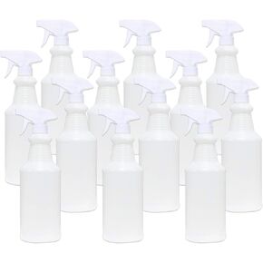 زجاجات رذاذ بلاستيكية شديدة التحمل من نو فوم، زجاجات فارغة قابلة لإعادة الملء سعة 32 أونصة مع بخاخ فوهة قابل للتعديل، بيضاء، متعددة الأغراض للاستخدام المنزلي والتجاري، 12 عبوة in Kuwait