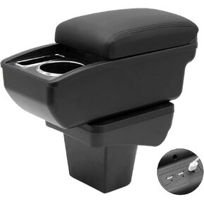 YJYWZH Car Armrest Storage Box for Suzuki Vitara 2015-2019 Double Layer Car Center Console Organizer Armrest Box with 6 USB Ports and Cup Holder Car Interior Accessories(Black Thread) in Kuwait