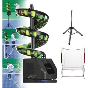Portable Tennis Ball Launcher Machine with 33 Balls, Adjustable Height, Storage Bag & Ball Receiving Net - Perfect for Self-Play, Training, and Agile Exercise,withBallreceivingnet in Saudi Arabia