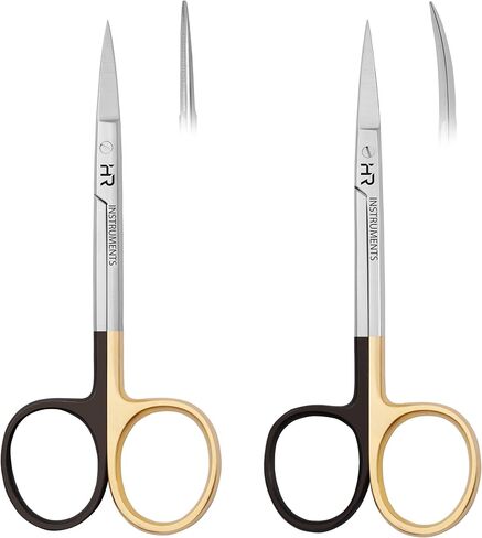 Iris Micro Dissecting Precision Lab Scissors, Fine Point Straight - Perfect for Doctors, Nurses, EMS, Students, Education & Training supercut serrated straight and curved(Pack of 2) in Kuwait