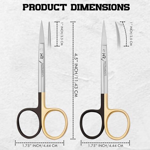 Iris Micro Dissecting Precision Lab Scissors, Fine Point Straight - Perfect for Doctors, Nurses, EMS, Students, Education & Training supercut serrated straight and curved(Pack of 2) in Kuwait