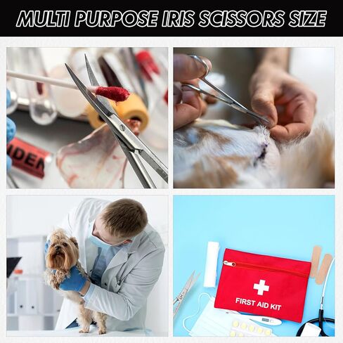 Iris Micro Dissecting Precision Lab Scissors, Fine Point Straight - Perfect for Doctors, Nurses, EMS, Students, Education & Training supercut serrated straight and curved(Pack of 2) in Kuwait