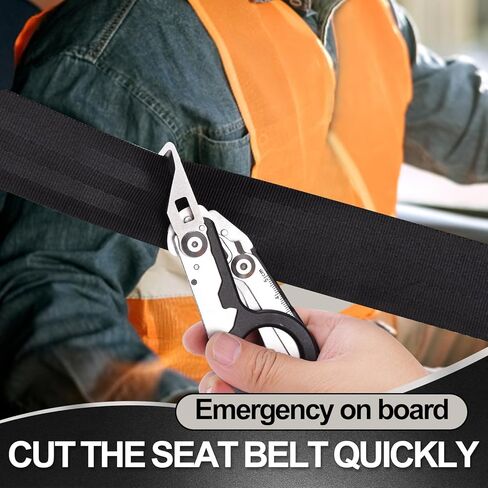 6 in1 Trauma Shears Foldable,Emergency Shears,with Strap Cutter and Glass Breaker and Compatible Holster(Black) in Saudi Arabia