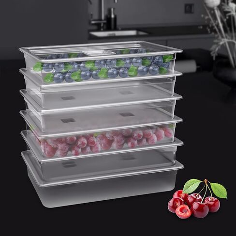 6 Pack Full Size Food Pans with Lid, 4'' Deep Commercial Food Storage Containers, Clear Polycarbonate Stackable Storage for Restaurants Catering Buffets Kitchen in Saudi Arabia