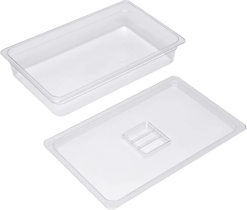 6 Pack Full Size Food Pans with Lid, 4'' Deep Commercial Food Storage Containers, Clear Polycarbonate Stackable Storage for Restaurants Catering Buffets Kitchen in Saudi Arabia