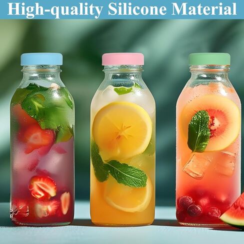 6 PCS Silicone Milk Bottle Caps, 48mm Diameter Milk Jug Caps, Reusable Milk Bottle Lids Compatible with Stanpac, Libbey, Stock Your Home, the Dairy Shoppe Bottles in Saudi Arabia