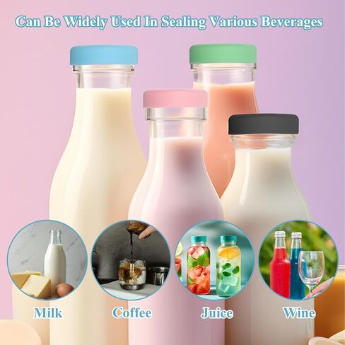 6 PCS Silicone Milk Bottle Caps, 48mm Diameter Milk Jug Caps, Reusable Milk Bottle Lids Compatible with Stanpac, Libbey, Stock Your Home, the Dairy Shoppe Bottles in Saudi Arabia