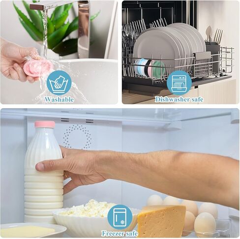 6 PCS Silicone Milk Bottle Caps, 48mm Diameter Milk Jug Caps, Reusable Milk Bottle Lids Compatible with Stanpac, Libbey, Stock Your Home, the Dairy Shoppe Bottles in Saudi Arabia