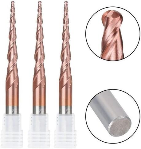 1pcs Carbide Tapered End Mill 2 Flute Ball Nose Tapered End Mills R0.25-R2.0 Tungsten Solid Carbide End Mill Titanium Coating Tungsten Carbide Cutter Milling Tool(R0.75x20.5xD4x50) in Kuwait