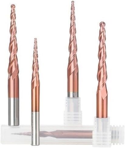 1pcs Carbide Tapered End Mill 2 Flute Ball Nose Tapered End Mills R0.25-R2.0 Tungsten Solid Carbide End Mill Titanium Coating Tungsten Carbide Cutter Milling Tool(R0.75x20.5xD4x50) in Kuwait